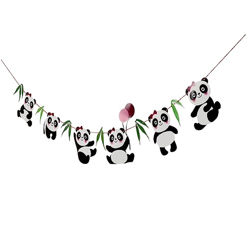 ERINGOGO 1Stk Riesen panda Banner ziehen Flagge Party hängende Girlande Partyzubehör mit Panda-Motto Babyparty-Banner anhänger spriegel pendant Papierfahne Geburtstagsbanner Weiß von ERINGOGO