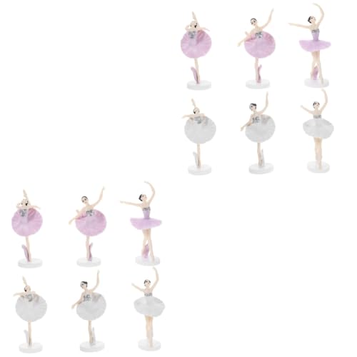 ERINGOGO 2 Sätze Tanz Ballett Mädchen Prinzessinnen-kuchenaufsatz Tanzkönigin Figuren Ballerina-tortenaufsatz Figur Des Ballettmädchens Tutu-kleid Für Mädchen Plastik 6 Stück * 2 von ERINGOGO