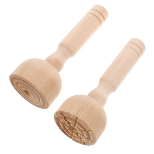 ERINGOGO 2 Stück Ton form modellierwerkzeug Knetmasse Formen bastelset handwerk Texturwerkzeug Modellieren mit Ton Stempel aus Ton Töpferstempel Holz Light Brown von ERINGOGO