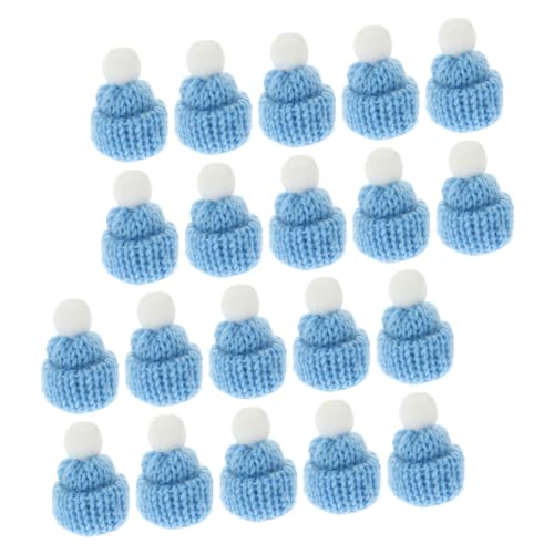 ERINGOGO 20 STK. Zubehör Für Weihnachtsmützen Tea-Party-hüte Wintermützen-Ornamente Kleiner Hut Minihut Zum Basteln Strickmützen Basteln Weihnachts-Mini-strickmützen Stricken Sky-Blue von ERINGOGO