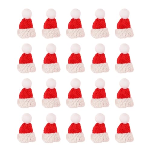 ERINGOGO 20St Weihnachtsminimütze Mini-Puppe Christbaumschmuck Weihnachtsdekoration Mini strickende Santa- Hüte Mini-Zylinder Mini-Weihnachtsmützen basteln Weihnachts-Mini-Schmuck Garn Hut von ERINGOGO