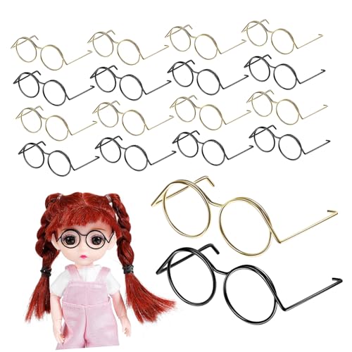 ERINGOGO 20st Puppe Universelle Kleine Augen Zubehör -Sonnenbrille Puppenhausbrille Mini-brillenmodelle Mini-gläser Zum Basteln Puppe Verkleidet Brille Puppenbrillen Haustier Kupfer von ERINGOGO