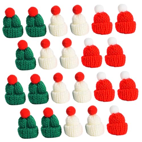 ERINGOGO 24st Wollmütze Mini-hüte Weihnachts-miniaturhüte Schneemannmützen Basteln Weihnachtsminihüte Weihnachtsdekorationen Weihnachtliche Miniaturfiguren Puppenhut Puppen Garn von ERINGOGO