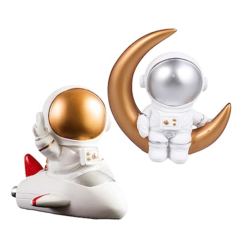 ERINGOGO 2Stücke Harz Astronauten Kuchendekorationen Weltraum Kuchen Ornamente Für Geburtstagsfeiern Handwerkliche Tortendeko Cupcake Ornamente Für Weltraum Themenpartys von ERINGOGO