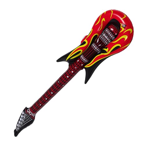 ERINGOGO 2st Aufblasbare Gitarre Sprengen Aufblasbares Saxophon Gitarre Für Kinder Aufblasbare Requisiten Mikrofon Aufblasen Gitarrendekor Gefälschte Gitarre Halloween-schlauchboote Rot Pvc von ERINGOGO