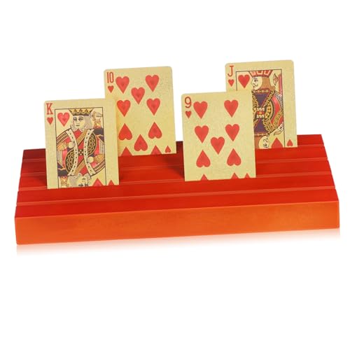 ERINGOGO 2st Spielkartensockel Aus Holz Spielkartenhalter Spielkarten Stehen Spielkartenfach Spielkartenständer Spielkarten-präsentationsständer Langer Kartenhalter Brown Kiefernholz von ERINGOGO