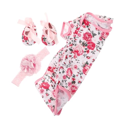 ERINGOGO 3 Stück Puppenkleidung wiedergeborene Puppe Kleidung für Mädchen Schuhe Neugeborene Kleidung Babykleidung für Neugeborene Zubehör für wiedergeborene Babypuppen Baumwolle Rosa von ERINGOGO