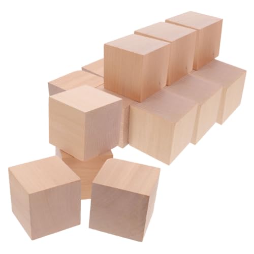 ERINGOGO 30St Holzblockmodell Holzbausteine Würfelwürfel aus Holz unfertige Holzwürfel leerer quadratischer Holzwürfel Würfel Aktivitätswürfel DIY Leere Holzklötze hölzern Khaki von ERINGOGO