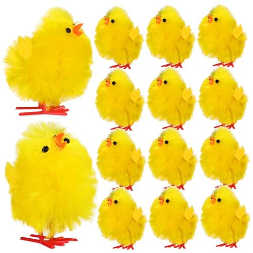 ERINGOGO 36 Stk Dekoratives Küken Mini-Huhn Kükenverzierungen Küken-Kuchendekoration kleine Küken cute decor easter egg decoration kleine Hühner falsche Küken Chemiefaser und Kunststoff von ERINGOGO