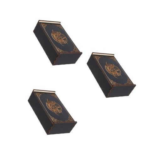 ERINGOGO 3Er-Box Tarot- Fall Sportkartenhalter Spielkartenetuis kleine Schatztruhe schmuck schmuckkästchen Kommandantendeck Kartenspeicher Holz Black von ERINGOGO