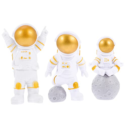 ERINGOGO 3Stücke Astronauten Kuchen Dekorationen Aus Hochwertigem Goldene Astronauten Statuen Für Kreative Tortendeko Und Feierlichkeiten Kindergeburtstage von ERINGOGO