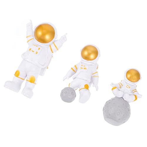 ERINGOGO 3Stücke Astronauten Tortendeko Hochwertige Goldene Astronauten Figuren Für Kuchen Dekoration Weltraum Themenparty Statuen Für Kindergeburtstage Und Feierlichkeiten von ERINGOGO