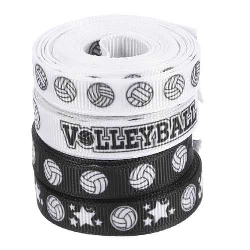 ERINGOGO 4 Rollen Volleyball Gedrucktes Band Wickelband Bänder Umwickeln Dekoratives Band Haarklammerband Volleyball-partydekorationen Volleyball-partygeschenke Gymnastikband Polyester von ERINGOGO