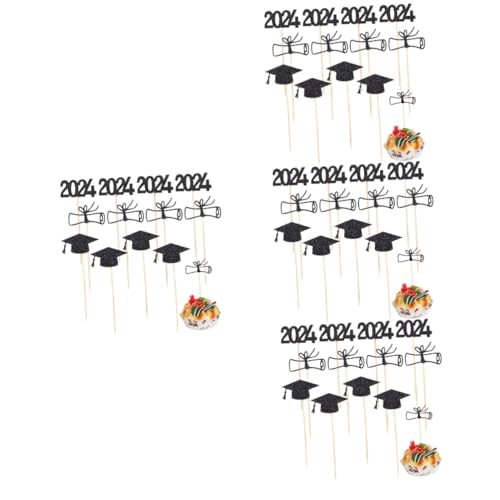 ERINGOGO 4 Sätze Graduierungskappe-Kuchendekoration Grad Cupcake Topper Geburtstagsdekorationen Planke Stand kinderdecken abschlussfeier cer Abschlusstortenaufsätze Grad Partyzubehör Papier von ERINGOGO