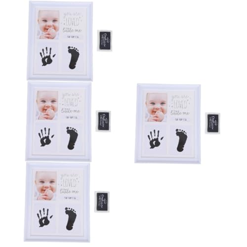ERINGOGO 4 Stück Bilderrahmen babygeschenk handabdruck -Fotorahmen für Babyjungen für kinder Fotorahmen für Kleinkinder im ersten Jahr Desktop-Schmuck Weiß von ERINGOGO