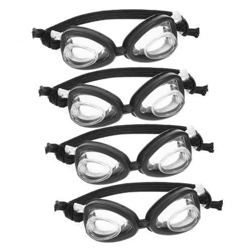 ERINGOGO 4 Stück Puppe Mini-Schwimmbrille Puppenkostüm Brille Mini-Puppen-Brille Kleine Brille zum Verkleiden Einer Puppe Puppenbrillen Mini-Brille Puppenzubehör Plastik Black von ERINGOGO