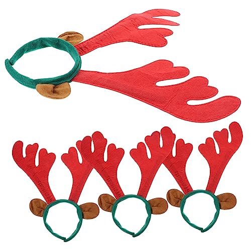 ERINGOGO 4 Stück Weihnachtsgeweih Stirnband Geweih Cosplay Stirnband Hirsch Kopfbedeckung Festliche Geweih Stirnbänder Stirnband Mit Tierohren Weihnachts-haarschmuck Kunststoff Rot von ERINGOGO