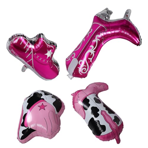 ERINGOGO 4 Stück Western-partyballons Westernballons Halloween-partyzubehör Cowgirl-ballons Fiesta-ballons Western-cowgirl-partyballons Disco-cowgirl-partydekorationen Aluminiumfolie von ERINGOGO