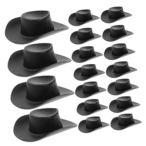 ERINGOGO 40Pcs Mini-Cowboyhut Miniatur-Puppenhüte Kleiner Hut zum Basteln Miniaturhut kleine Hüte Puppe verkleiden Partyzubehör Toys Mini-Hüte Mini-Hut Plastik Black von ERINGOGO