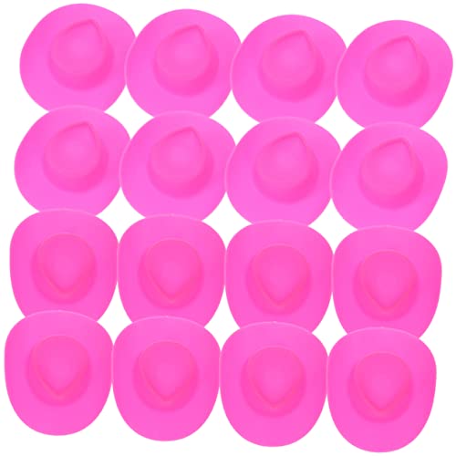 ERINGOGO 40Pcs Mini-Cowboyhut Zubehör Kappe Minihüte zum Basteln Sonnenhut mit Gesichtsschutz Mini- Toys Puppenhut Minihüte für Partys Kleiner Hut Plastik Rosa von ERINGOGO