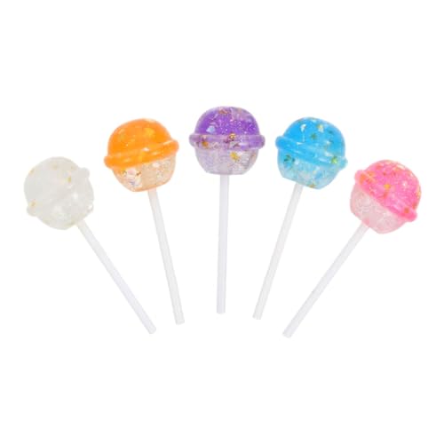 ERINGOGO 5 Stücke Simulation Lollipop Charms Miniatur für Schmuckherstellung Glitzer Harz Süßigkeiten Ornamente von ERINGOGO