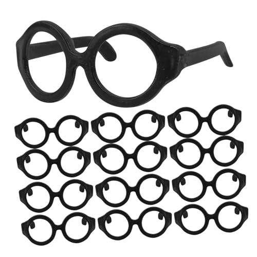 ERINGOGO 50 Stück Puppenbrille Puppenkleidung Mini Modepuppe Puppenmode Zubehör für Babypuppen Brille zum Anziehen der Puppe Puppengläser zur Dekoration Plastik Black von ERINGOGO