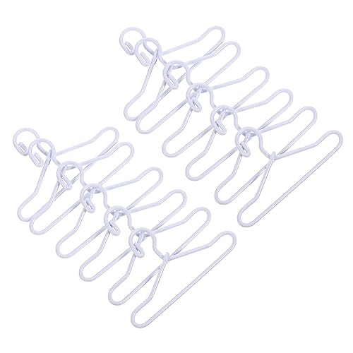 ERINGOGO 50Pcs Mini-Puppenaufhänger Zubehör Stoffpuppen-Babyzimmer Keksaufhänger Plüsch puppenmöbel Puppen Kleidung kleiderständer Mini -Kleidungsbügel Puppenkleidung Metall Weiß von ERINGOGO