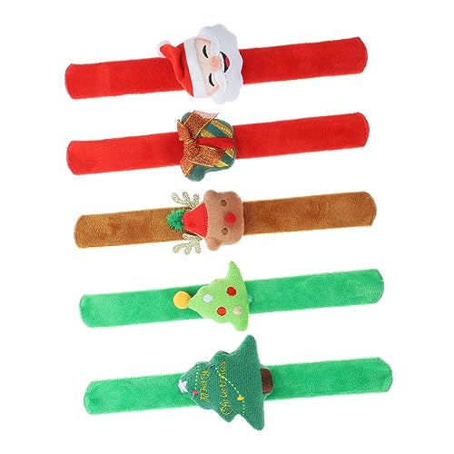 ERINGOGO 5st Weihnachtliche Schlagarmbänder Weihnachts-slap-armbänder Weihnachtsgeschenke Schlagringe Weihnachts-slap-ringe Schnapparmbänder Masse Schlagarmband Schlagarmbänder Masse Plüsch von ERINGOGO