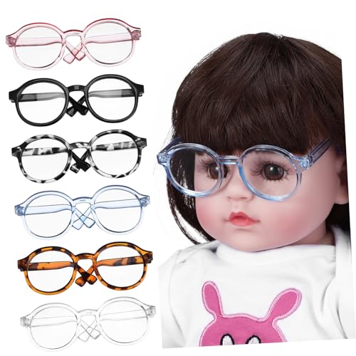 ERINGOGO 6 STK Puppenbrille Aus Baumwolle Wiedergeborene Babypuppe Puppengläser Zum Basteln Mini Lesebrille Für Puppen Babypuppenkleidung Umrandete Puppensonnenbrille Runde Brille Plastik von ERINGOGO