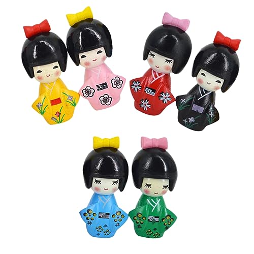 ERINGOGO 6 Stück Kimono Puppen Ornamente PVC Kimono Mädchenpuppe Japanische Tischdekoration Japanisches Puppenspielzeug Japanische Puppenverzierung Japanischer Kimono Mini von ERINGOGO