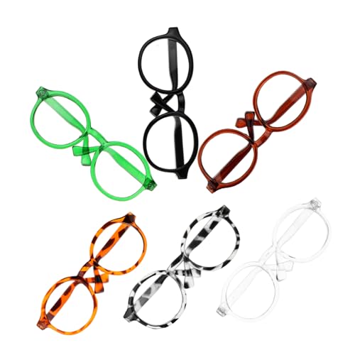 ERINGOGO 6 Stück Puppenbrille Zubehör albern Dolly Bausatz Puppenkleidung Puppenaccessoires Puppenstil Brillen zum Anziehen der Puppe Miniatur-Brillen-Requisiten Plastik von ERINGOGO