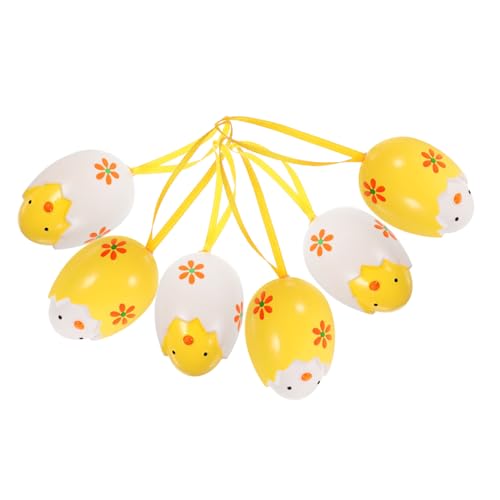 ERINGOGO 6St Ostereier easter egg decoration ostern easter decoration egg holder Frühlingsdeko Ostern Festival-Hängedekoration Osterdekoration hängende Ei-Ornamente Plastik Yellow von ERINGOGO