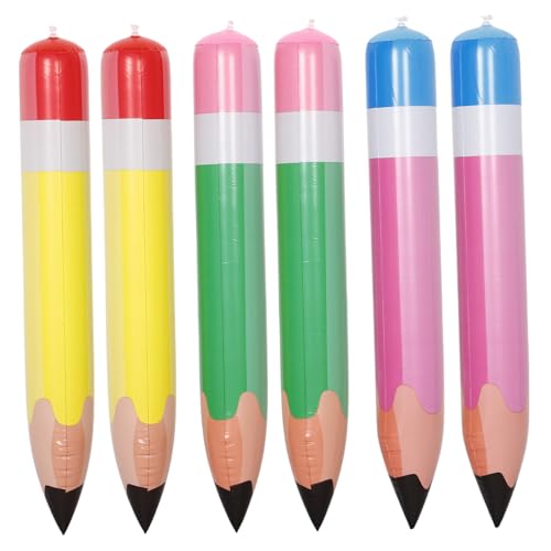 ERINGOGO 6st Aufblasbarer Bleistift Luftballons Bleistifte Zurück Zum Schulkranz Zurück Zum Schulbleistift Bleistift Aufblasbar Aufblasbare Jumbo-buntstifte Ballonstift Jumbo-ballons Pvc von ERINGOGO