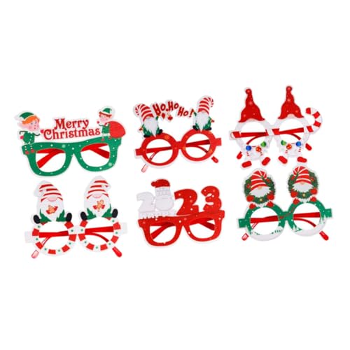 ERINGOGO 6st Weihnachts-kinderbrille Weihnachtsparty-brille Weihnachtsmann Brille Neujahrsparty-brillen Weihnachtsfeier Strumpf Stuffer Weihnachts-sonnenbrille Urlaub Brillengestell Plastik von ERINGOGO