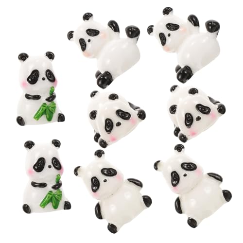 ERINGOGO 8 Stück Mini Panda Ornament Panda Dekorationen Für Geburtstage Panda Figur Bär Pandas Plüsch Drache Tier Ausgestopfter Panda Süßes Cartoon Panda Modell Panda Cupcake von ERINGOGO