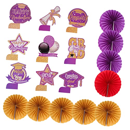 ERINGOGO 9St Abschluss-Waben-Ornament abschluss Party partydekoration Tischdekoration Grad Schwarz-Goldener Ballonbogen-Bausatz Abschlusstischschild abschlusspapier Violett von ERINGOGO