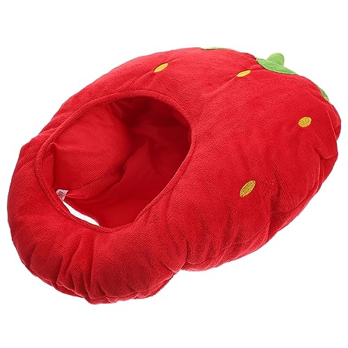 ERINGOGO Erdbeer-Kopfmasken Bequemer Plüsch-Durian-Hut Karnevals-Verkleidung Obst-Kopfbedeckung Party-Cosplay-Zubehör von ERINGOGO
