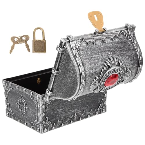 ERINGOGO Kasten Boxen mit Deckel Stauraum gießen Tasche Brust aufbewahrungsdose storage boxes aubewahrungsbox schmuckbox schmuckschatulle Schatzkiste groß kleine Schatztruhe Plastik Silver von ERINGOGO