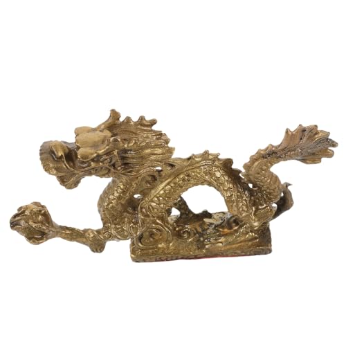 ERINGOGO Messing-Sternzeichen-Drachen-Ornament Feenfiguren Drachenspielzeug Drache-schreibtischdekoration Familienornamente Drachenstatue Jade-Statue Drachenstein Kuscheltier Drache Golden von ERINGOGO