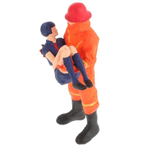 ERINGOGO Miniatur-feuerwehrmannpuppe Feuerkostüm Arbeitsfiguren Feuerwehrmann Cupcake Topper Müllwagen Partydekorationen Für Feuerwehrleute Feuerwehrauto-kostüm Harz von ERINGOGO