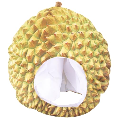 ERINGOGO Obst-Kopfmasken Bequemer Plüsch-Durian-Hut Karnevals-Verkleidung Obst-Kopfbedeckung Party-Cosplay-Zubehör von ERINGOGO