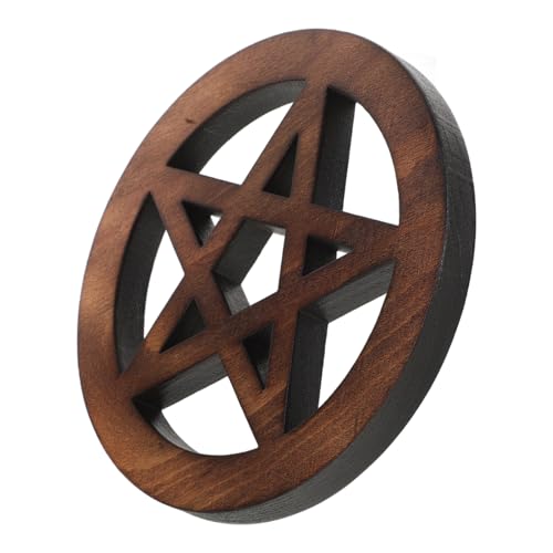 ERINGOGO Pentagramm-Ornament spirituelle deko Obsttablett anzubieten verschmiertes Dekor Food-Snack-Gericht Altarfliese aus Holz Sternverzierung aus Holz Ritualzubehör hölzern Light Brown von ERINGOGO