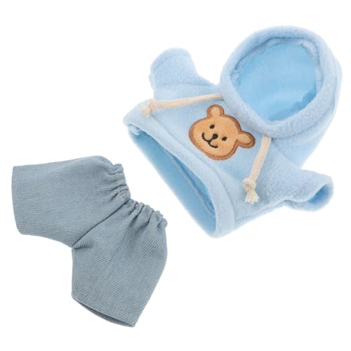 ERINGOGO Puppen Kapuzenpullover Mit Hosen Set Süße Plüschbär Puppenpullover Mit Jeanshose Cartoon Stofftier Ankleide Outfit Kleidung Für 20 cm Puppen von ERINGOGO