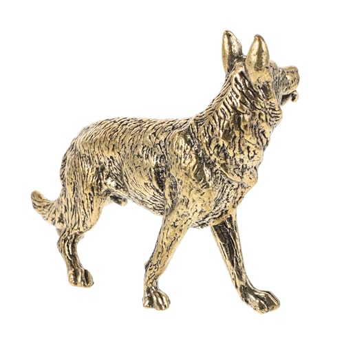 ERINGOGO Wolf-hund-ornamente Sammlerstatue Feng-shui-hund-statue Feng-shui-sammlerstücke Mini-wolf-skulptur Tierskulptur Miniatur-hundefigur Hunde-gedenkschmuck Hunde-denkmal Messing von ERINGOGO