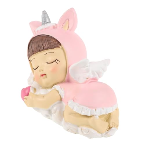 ERINGOGO schlafender Engel geburtstagskuchen deko kuchen dekoration Geschlecht offenbaren Partydekoration Mädchen Alles zum Geburtstag Kuchendekorationen Minifiguren Harz Rosa von ERINGOGO