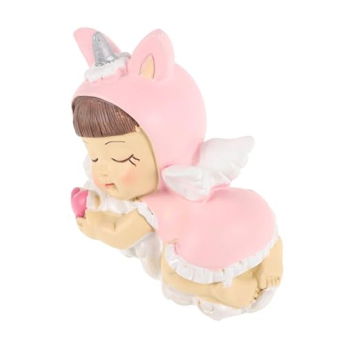 Schlafender Engel Schlafende Engel-mädchenpuppe Weihnachtskuchen Picks Einhorn-engel-puppe Engel Mädchenfiguren Prinzessin Kuchendeckel Miniatur-engelsmädchen Harz Rosa ERINGOGO von ERINGOGO