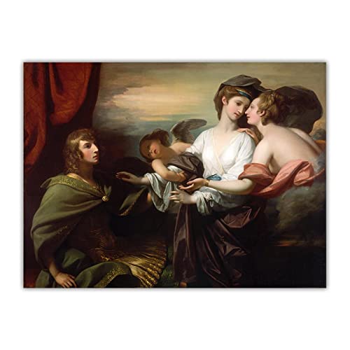 Benjamin West Gemälde Premium Leinwanddruck "Helen brachte nach Paris" auf Leinwanddruck. Kunstdruck Auf- Deko Bilder auf Leinwand 40x52cm Ungerahmt von ERJIE