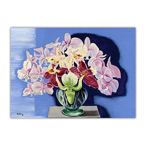 Berühmte Moise Kisling Malerei Kunst "The Orchids" auf Leinwanddruck. Wanddekoration auf Leinwand-Bild Ölgemälde auf Leinwand 40x56cm Ungerahmt von ERJIE