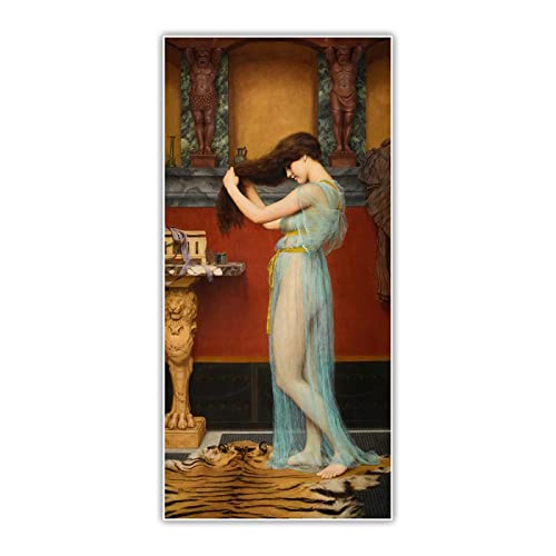 Berühmtes John William Godward- Gemälde "Preparing For The Bath (1900)" auf Leinwanddruck. Wanddekoration auf Leinwand-Bild Ölgemälde auf Leinwand 30x60cm Ohne Rahmen von ERJIE