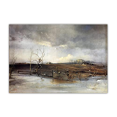 Leinwand Kunst Gemälde Alexey Savrasov "Frühlingsgärten" auf Leinwanddruck. Wanddekoration auf Leinwand-Bild Ölgemälde auf Leinwand 50x70cm Ungerahmt von ERJIE